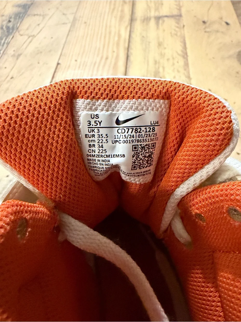 Nike Court Borough Mid 2 High Top Sneakers | White / Starfish Orange | Size 3.5Y